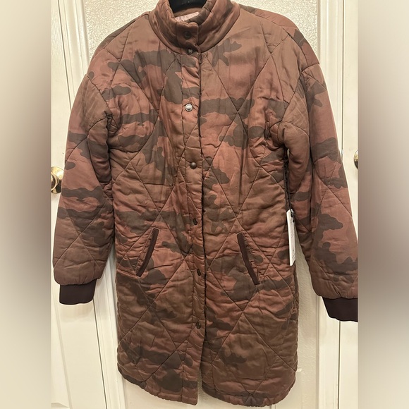 NEW Anthropologie Marrakech size XS Quilted Parka Jacket Camo Brown - Picture 6 of 9